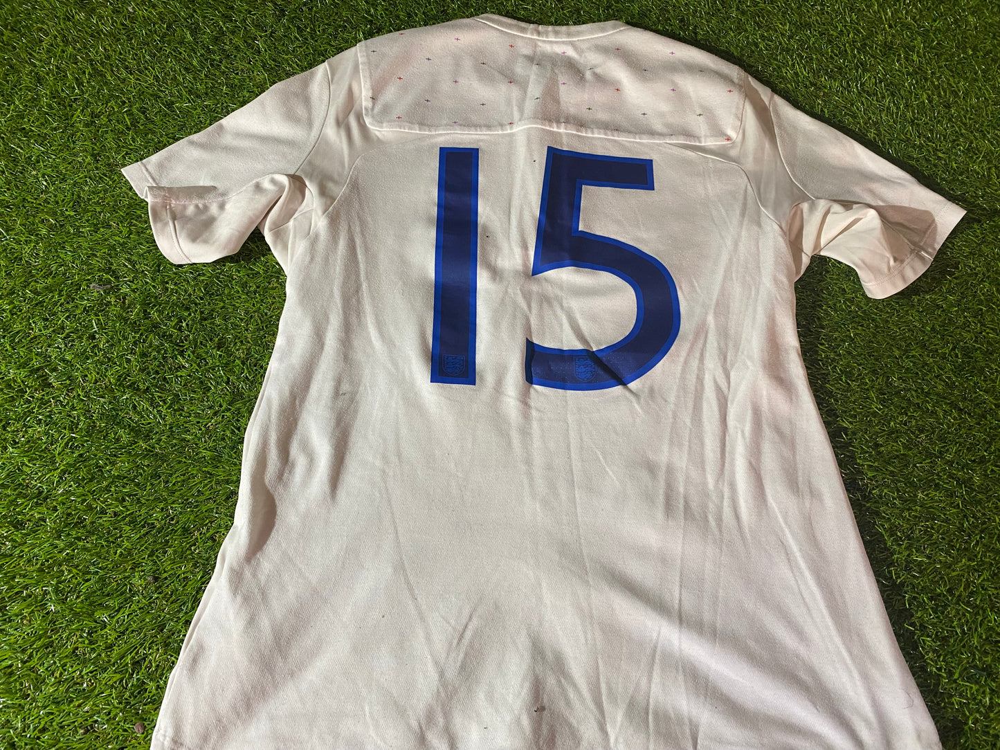 England English Soccer Football Womans Match Worn / Issued No 15 Size 12 Jersey / Shirt