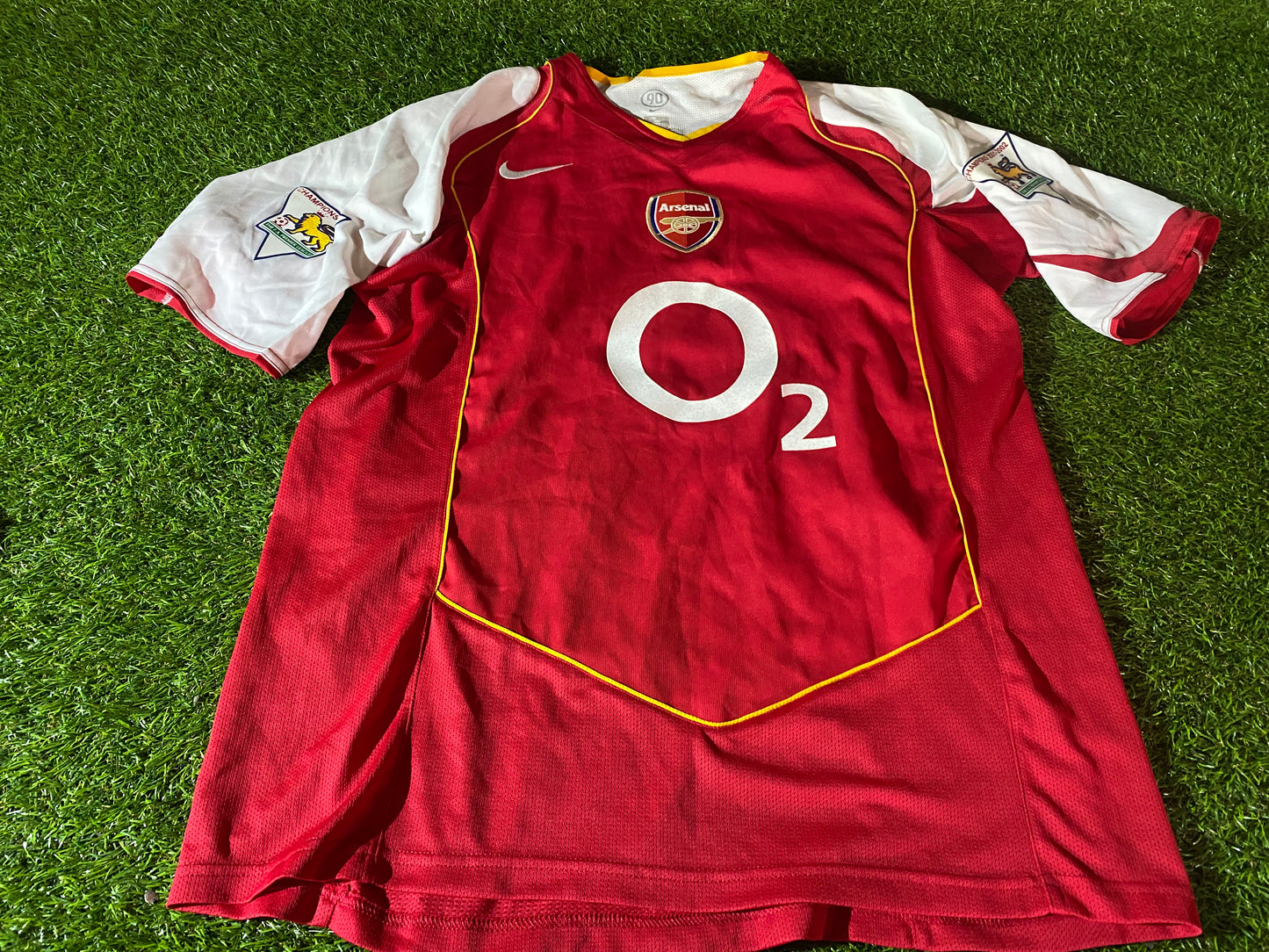 Arsenal Gunners England Football Large Mans Vintage Nike 2003 Champions Home Jersey