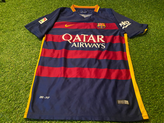 FCB Barcelona Spain Espana Football XL Extra Large Boys 13-15 Year Old Messi no10 Home Jersey