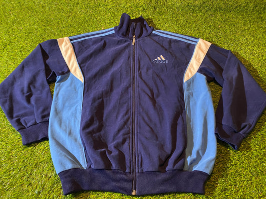 Adidas 3 Stripes Vintage Youths / Small Mans Soft Velvet Type Zip Up Tracksuit Jacket