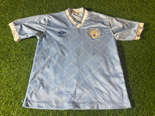 Manchester City Football Rare Vintage Large Boys 1987 Umbro Home Jersey