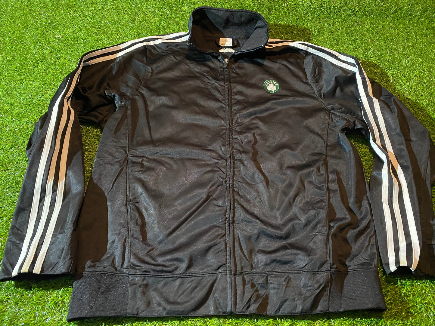 Boston Celtics USA NBA Basketball Large Mans Vintage Adidas Made Zip Up Single Layered Jacket