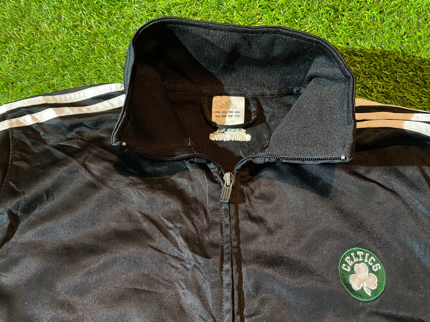 Boston Celtics USA NBA Basketball Large Mans Vintage Adidas Made Zip Up Single Layered Jacket