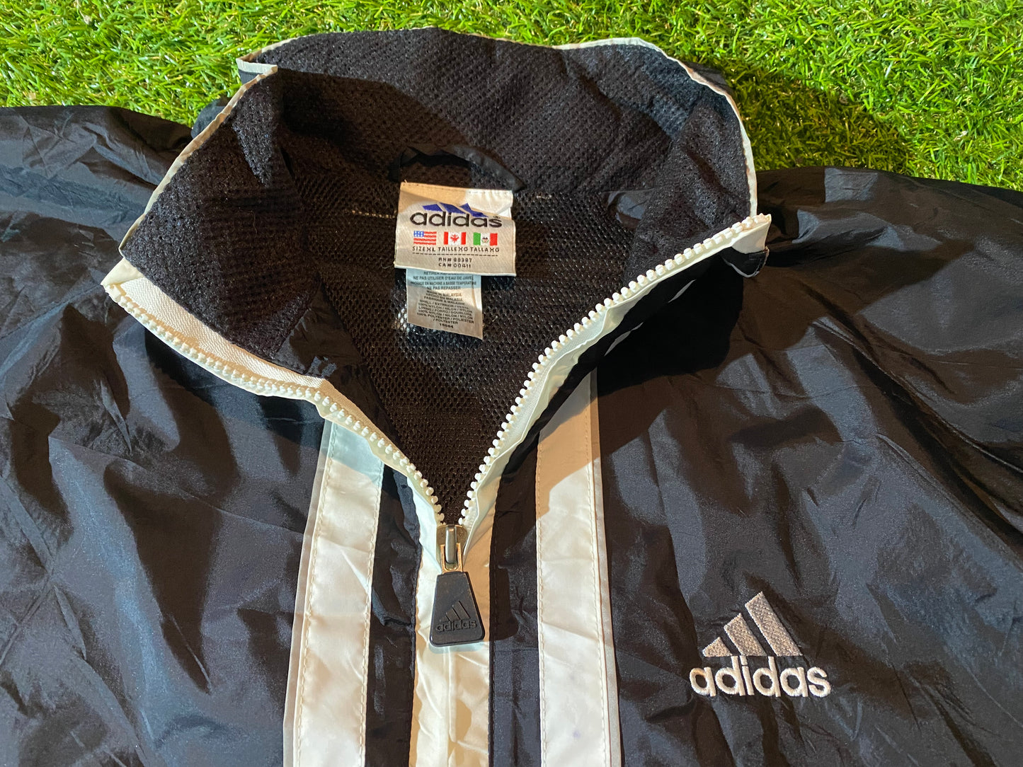 Rare Vintage Adidas 3 Stripes Big XL-XXL Mans Single Layered Zip Up Jacket / Coat