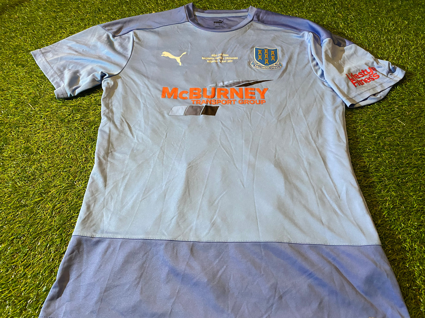 Ballymena United v Crusaders Football Puma Made Medium Mans 2022 Irish Cup Final Jersey