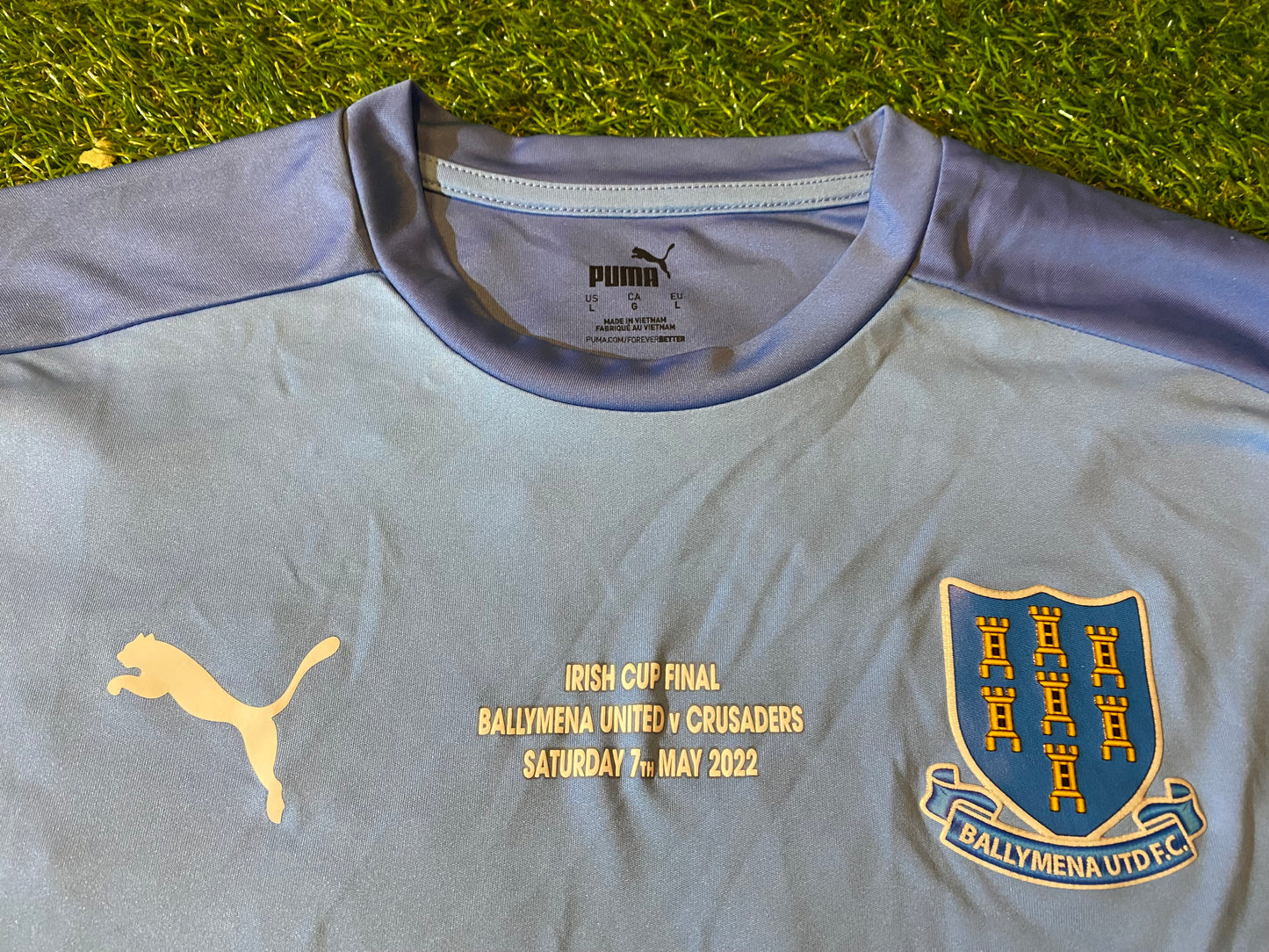 Ballymena United v Crusaders Football Puma Made Medium Mans 2022 Irish Cup Final Jersey