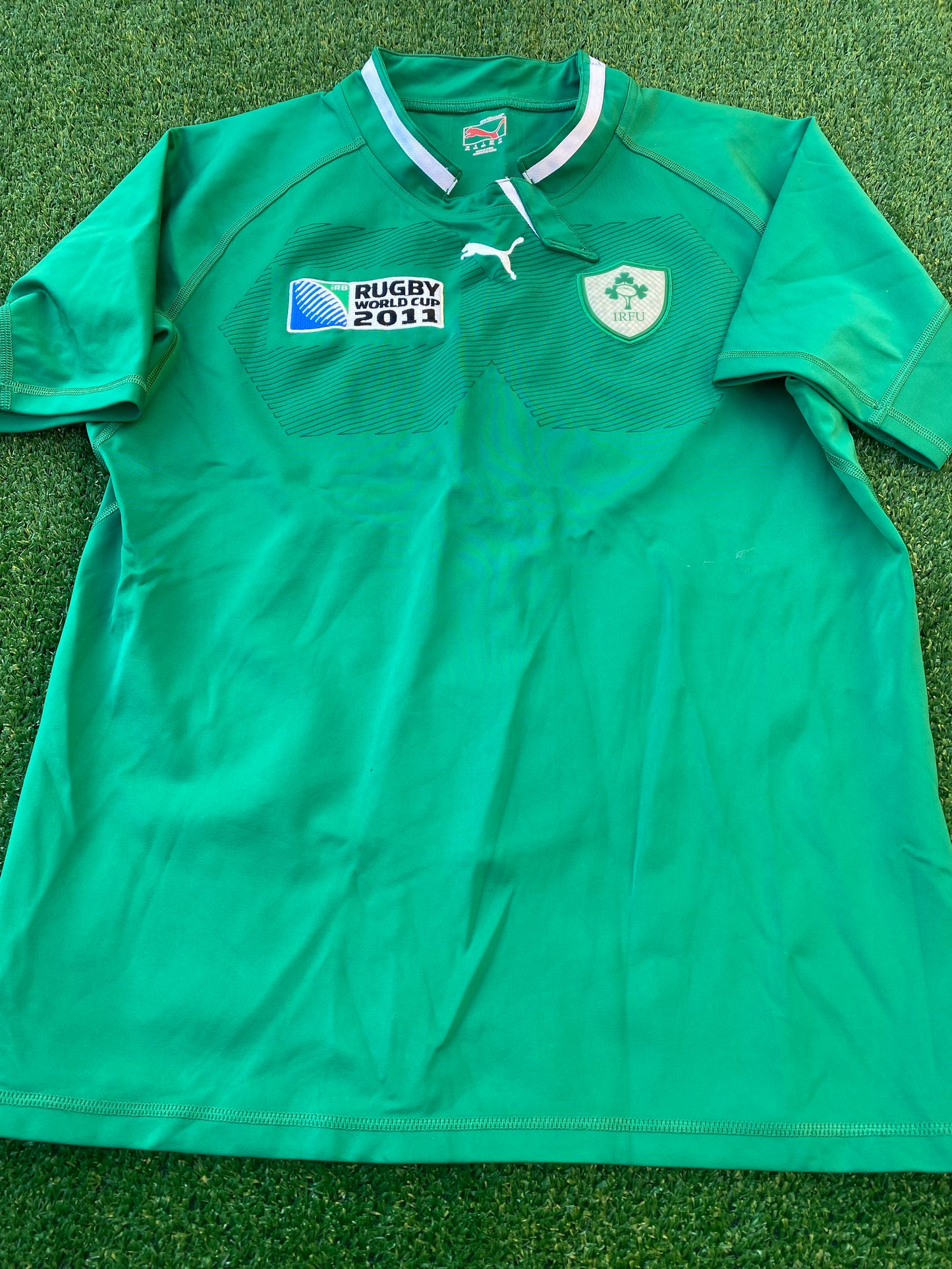 Ireland IRFU Eire Irish Rugby Union XXL 2XL Mans Puma Made Tight Fit Player Issue Jersey