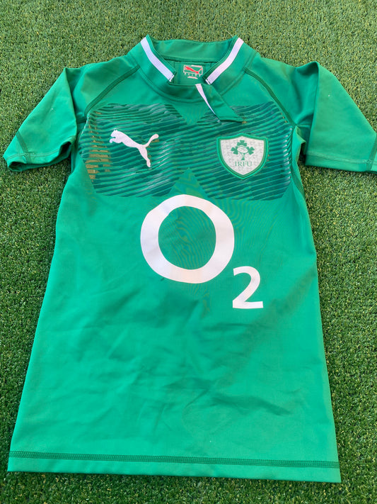 Ireland Eire Irish Rugby Union Small Mans Tight Fit Match Worn no5 Puma Made Jersey