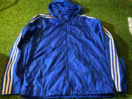 Adidas Sports 3 Stripes Medium Mans Lighter Full Zip Up Hooded Jacket / Coat