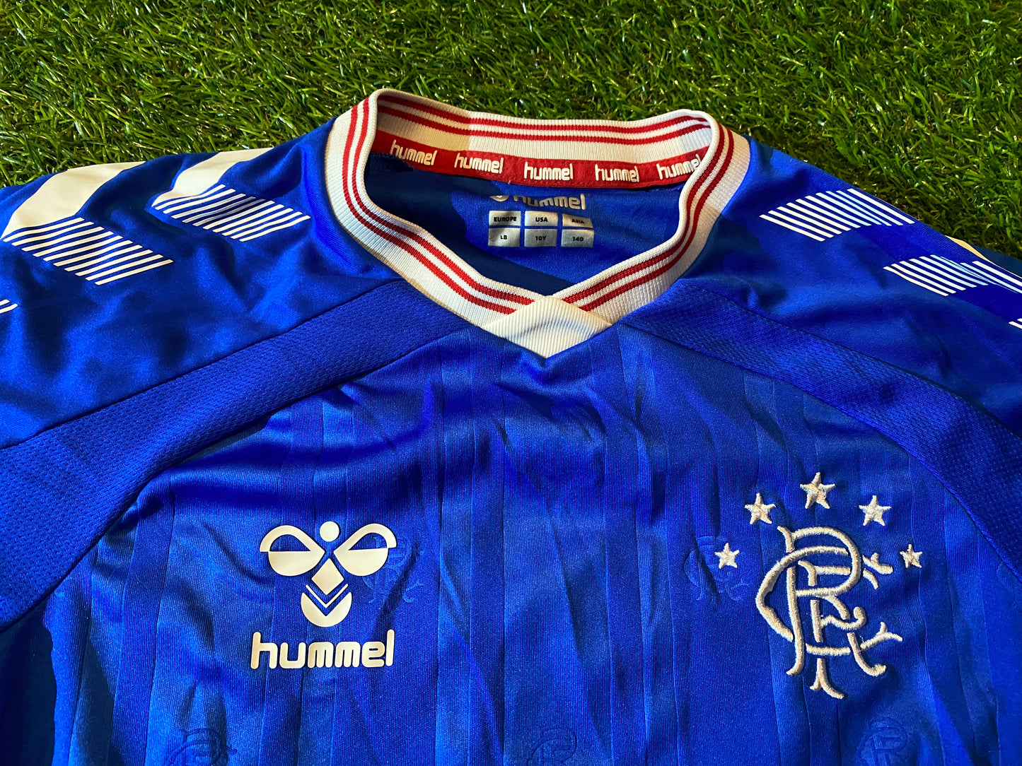 Glasgow Rangers Scotland Football Small Boys 7-8 Year Old Hummel Made Home Jersey