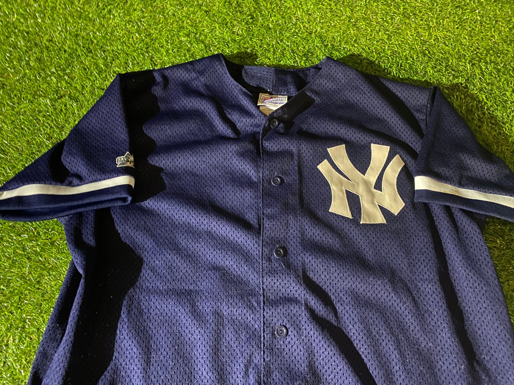 New York Yankees Majestic MLB Baseball Jersey KNOBLAUCH #11 Large Mans  Vintage Shirt