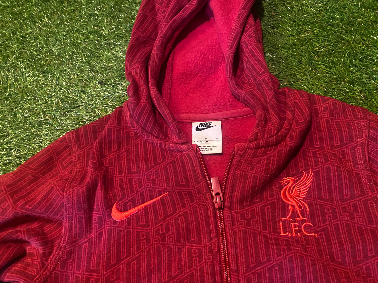 Liverpool England Football Small Boys Nike 128-137cm a 7-8 Year Old Soft Zip Up Hooded Top