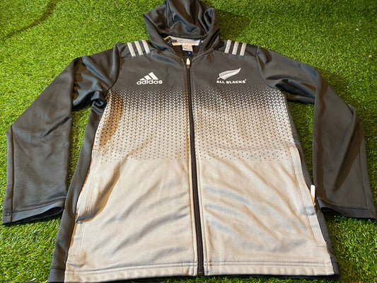 New Zealand All Blacks Rugby Union Football Large Mans Adidas Made Zip Up Hooded Top