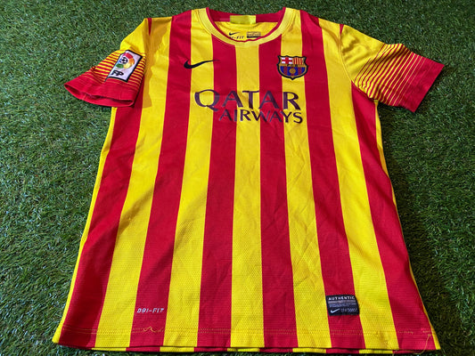 FCB Barcelona Spain Espana Football Large Boys 10-12 Year Old Nike Made Away Jersey