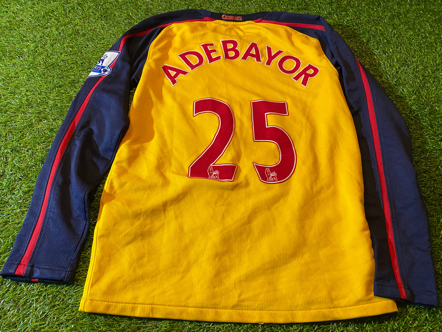 Arsenal Soccer Football Medium Boys 9-11 Year Old Adebayor no25 EPL Nike Away Jersey