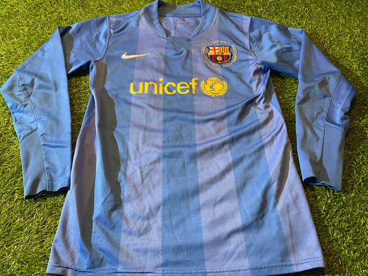 FCB Barcelona Spain Espana Football Large Boys 10-12 Year Old Nike Made Keepers Jersey