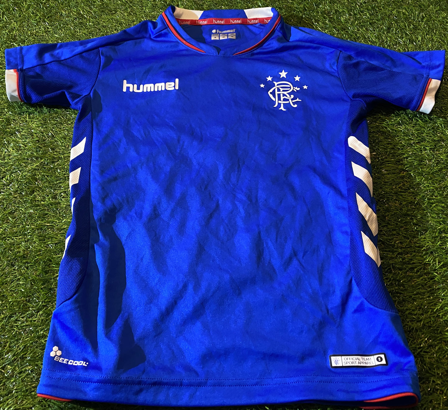 Glasgow Rangers Scotland Football Large Boys 10-11 Year Old Hummel Made Home Jersey