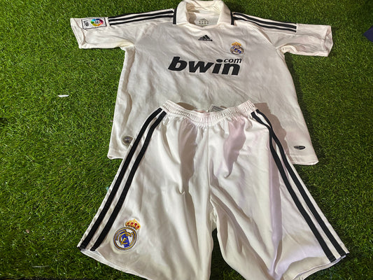 Real Madrid Spain Adidas Football 125 Year Large Boys 10-11 Year Old Top & Shorts Set