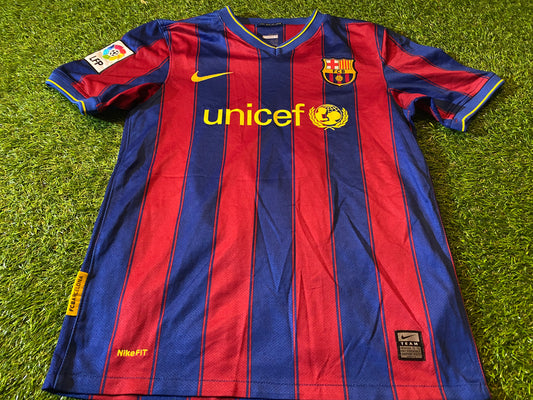 FCB Barcelona Spain Espana Football Large Boys 10-12 Year Old Nike Messi no10 Home Jersey