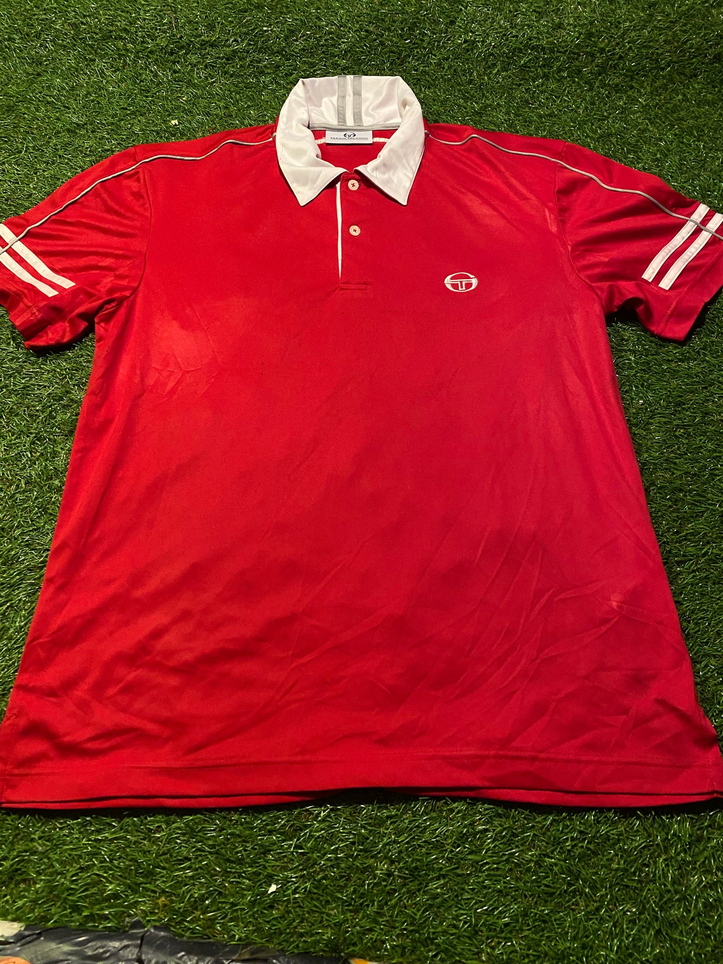 Sergio Tacchini Soccer Football 80's Hooligan Wear Medium Mans Size Polo Jersey