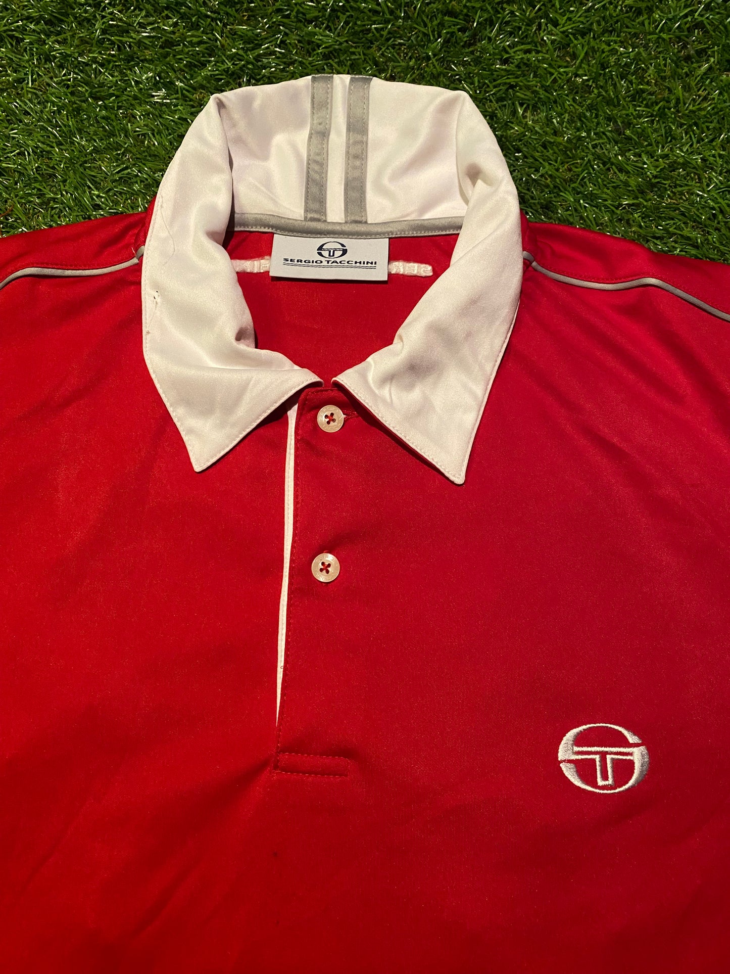 Sergio Tacchini Soccer Football 80's Hooligan Wear Medium Mans Size Polo Jersey