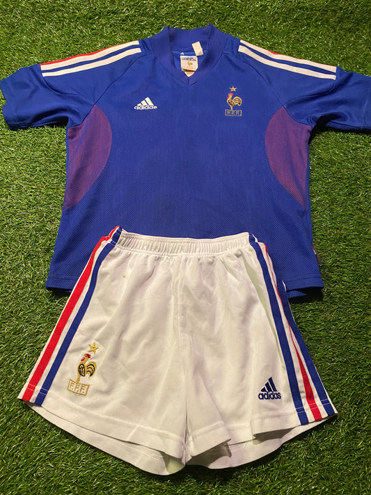 France French Football Rare Medium Boys 8-10 Yr Old Vintage Adidas Top & Shorts Set
