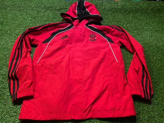 Liverpool FC England Football Youths / XL Boys 13-14 Year Old Lined Hooded Zip Up Adidas Jacket