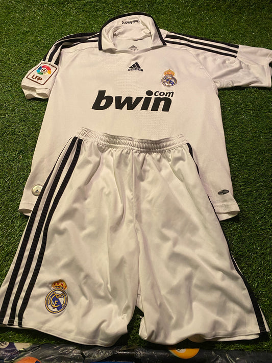 Real Madrid Spain Soccer Football Large Boys 11-12 Year Old EPL Adidas Top & Shorts Set