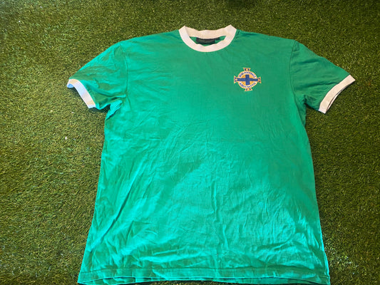 Northern Ireland Football XL Extra Large Mans Vintage 1970's Style George Best no11 Old Cotton Top