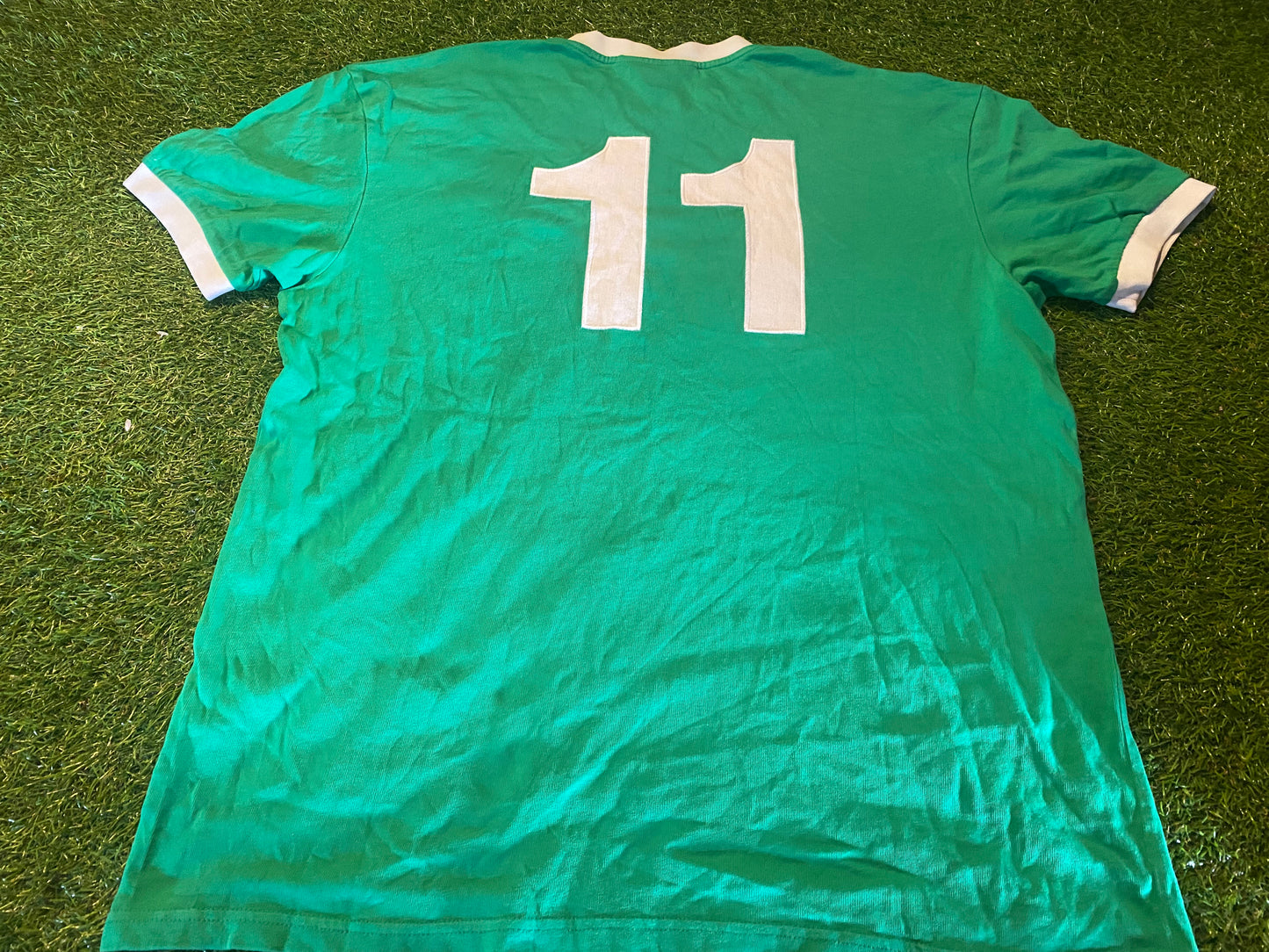 Northern Ireland Football XL Extra Large Mans Vintage 1970's Style George Best no11 Old Cotton Top