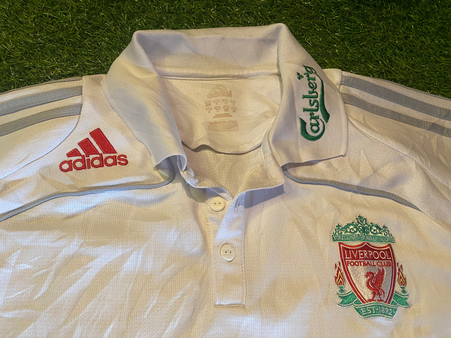 Liverpool FC England Football Soccer Rare Large Mans Adidas Made Polo Top