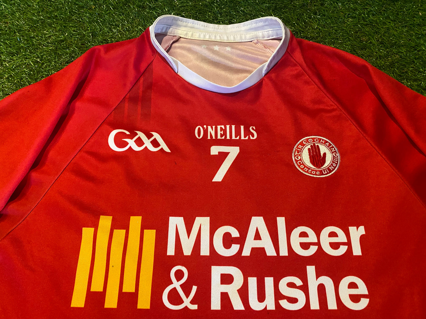Co Tyrone GAA Gaelic Football Youths / Small mans No 7 Match Worn Top