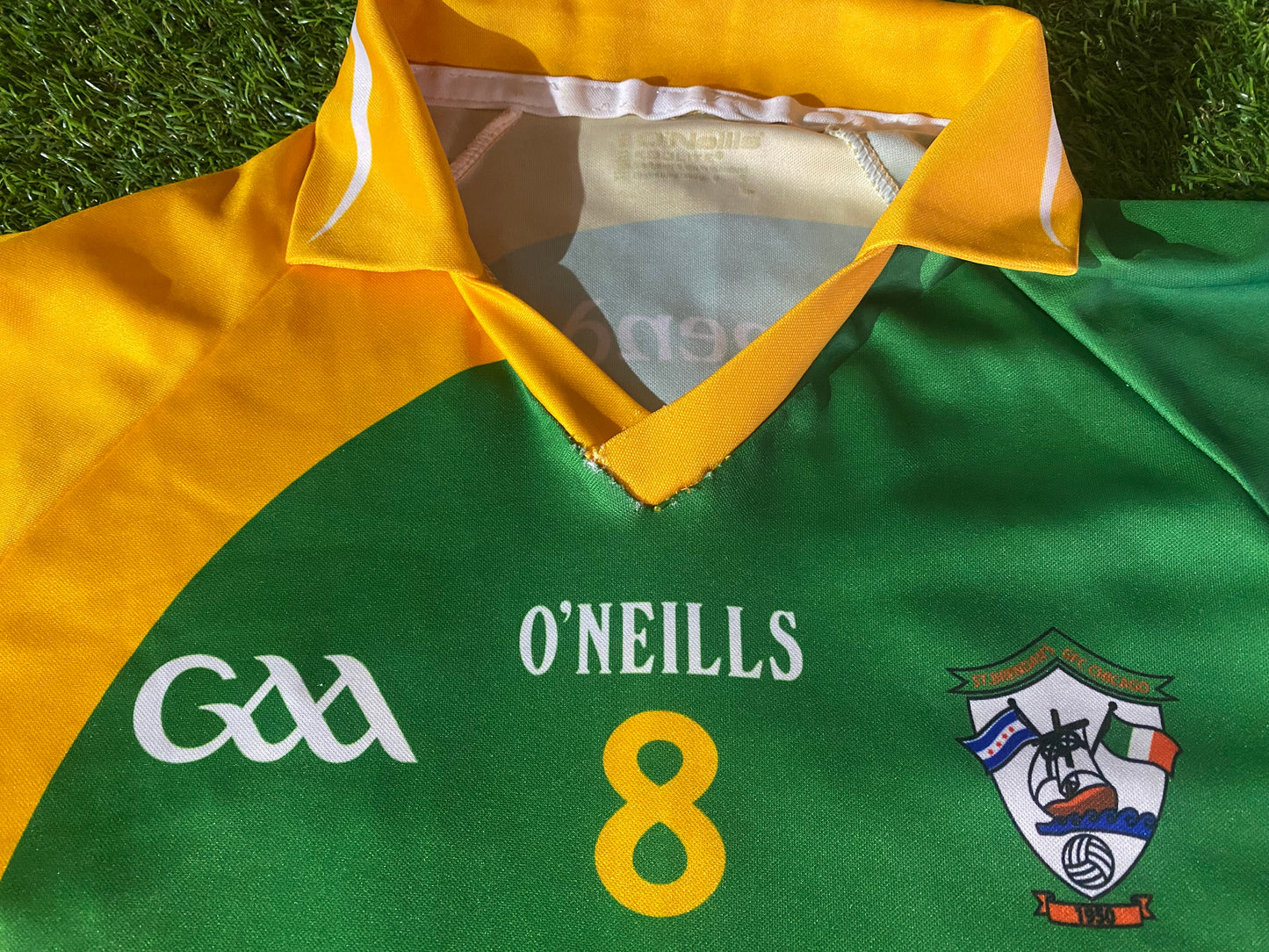 St Brendans Chicago USA GAA Gaelic Football Large Mans Tight Fit Match Worn no8 Jersey