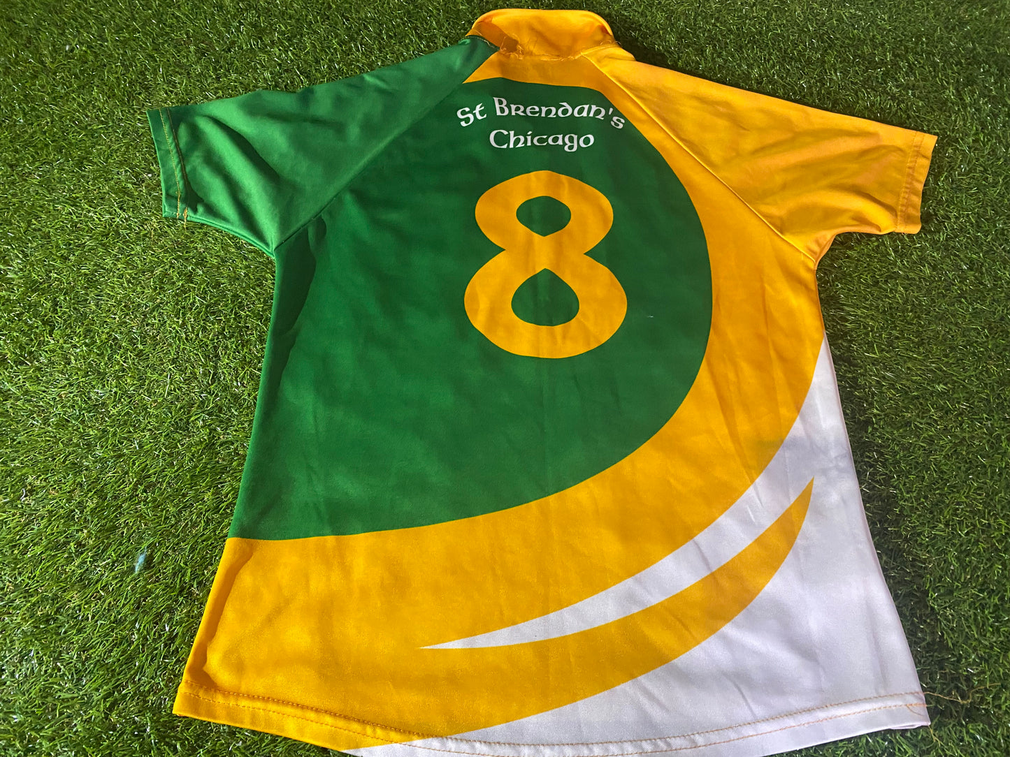 St Brendans Chicago USA GAA Gaelic Football Large Mans Tight Fit Match Worn no8 Jersey