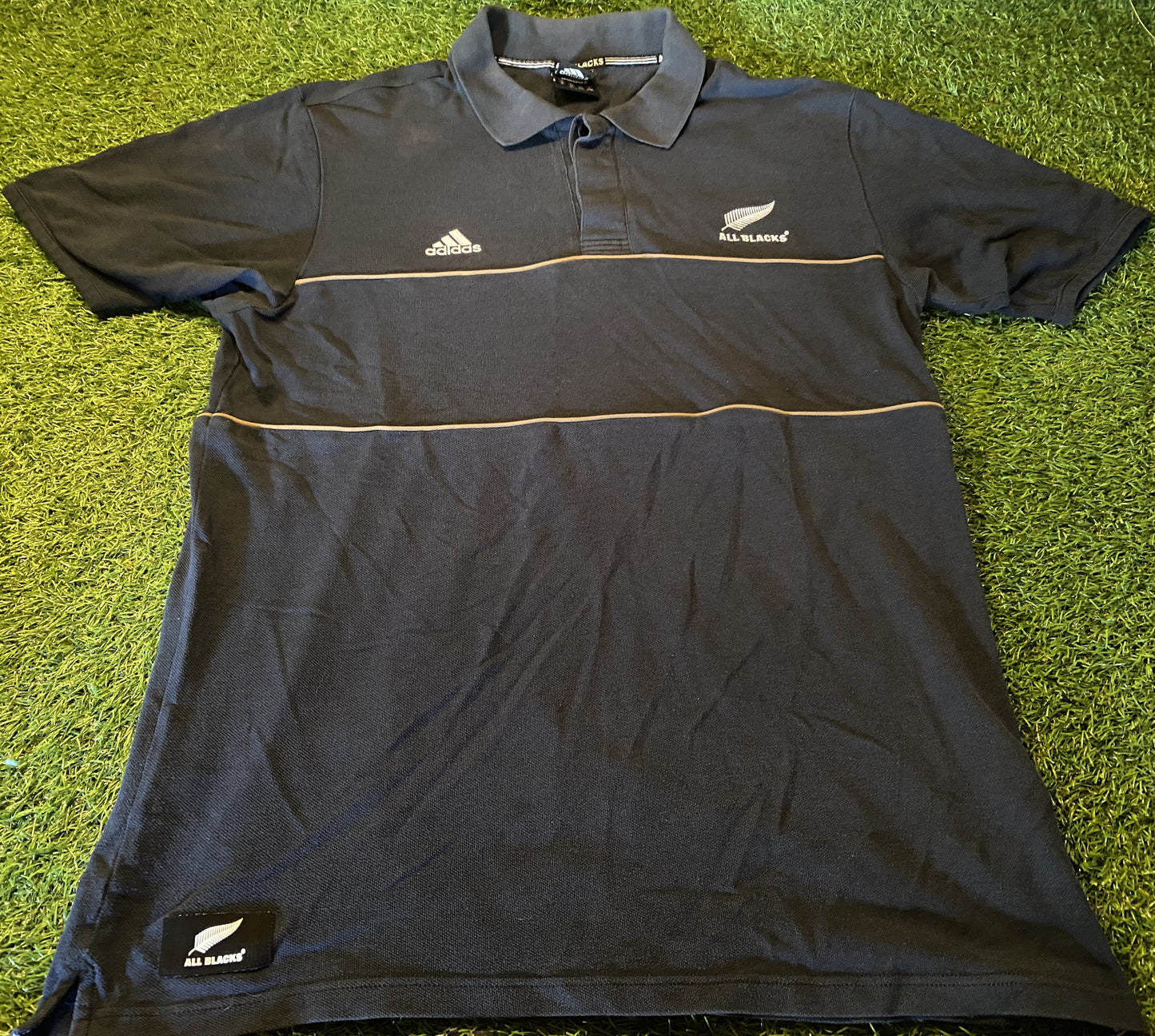 New Zealand All Blacks Rugby Union Football XL Extra Large Mans Adidas Polo Jersey