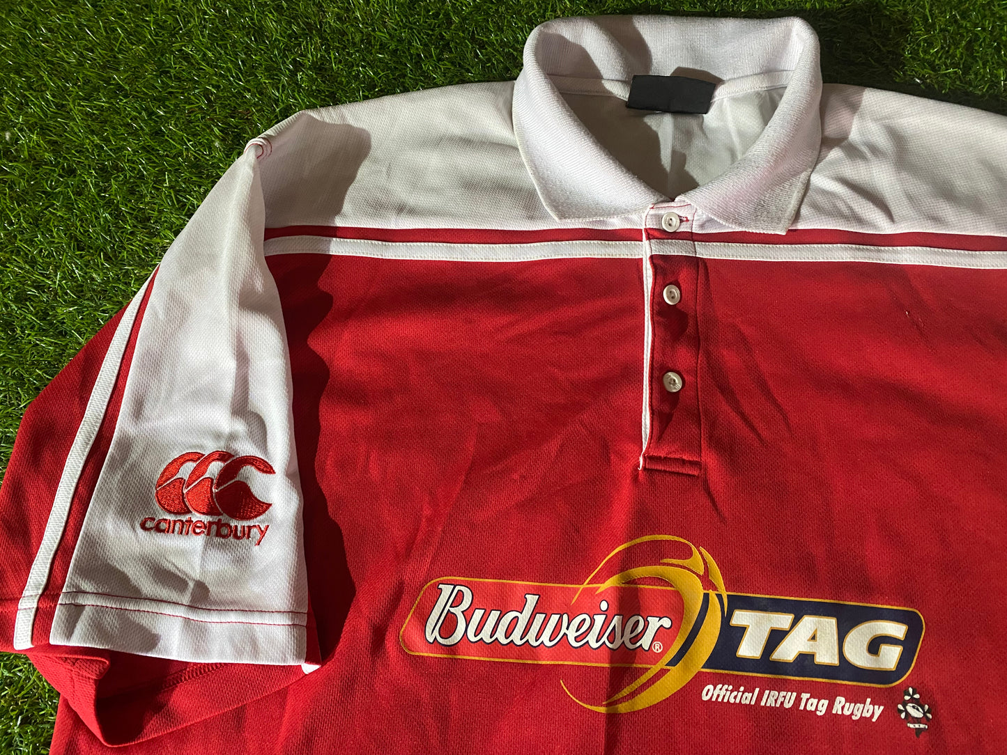 Budweiser Tag Rugby CCC Made Rugby Union XL Extra large Mans IRFU Ireland Jersey