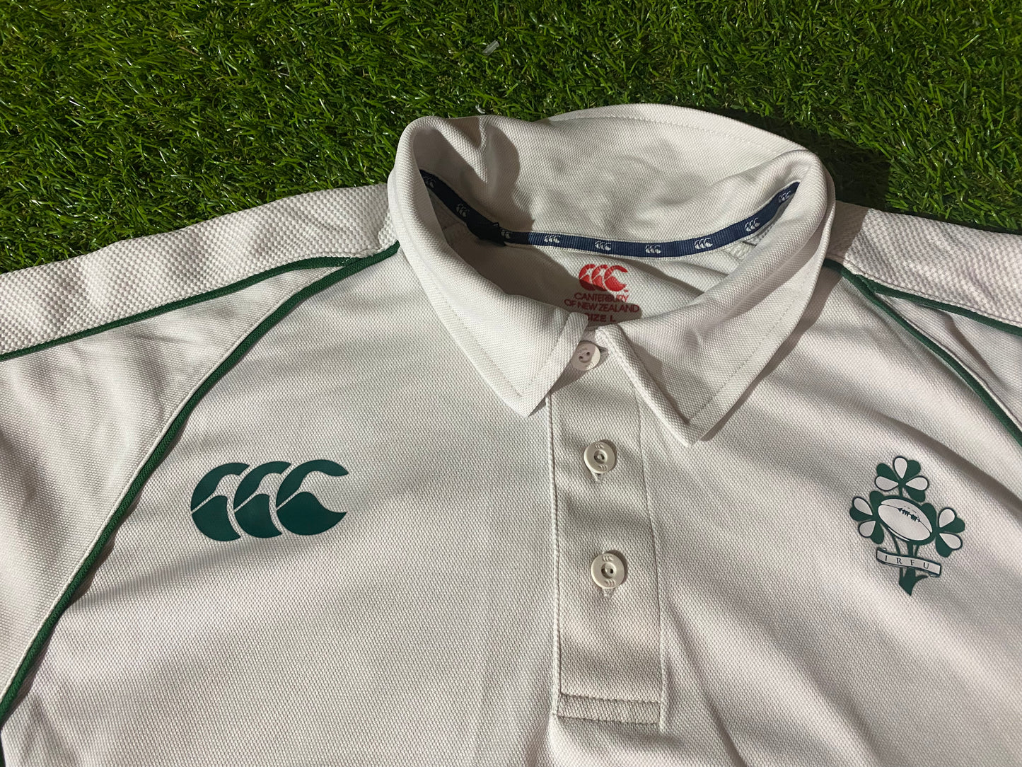 Ireland IRFU Eire Irish Rugby Union Football Large Mans Vintage CCC Made Polo Jersey