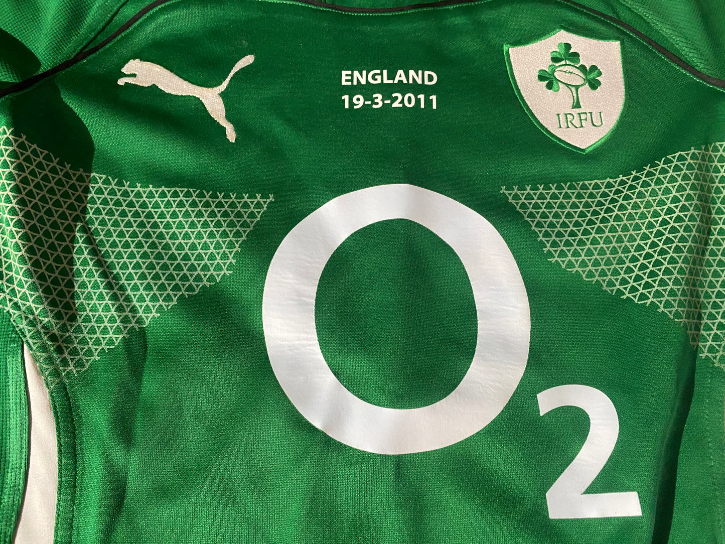 Ireland v England 2011 Eire Irish Rugby Union Youths / X Small Mans no7 Puma Home Jersey