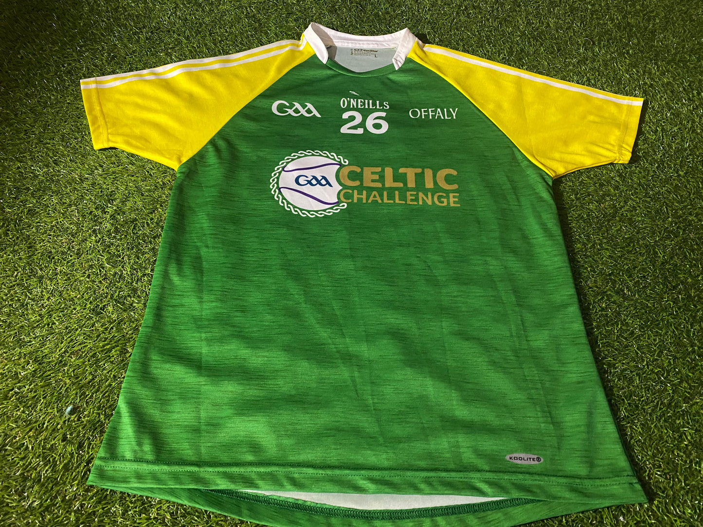 Co Offaly Celtic Challenge GAA Gaelic Football Ireland Large Mans Match Worn no26 Jersey