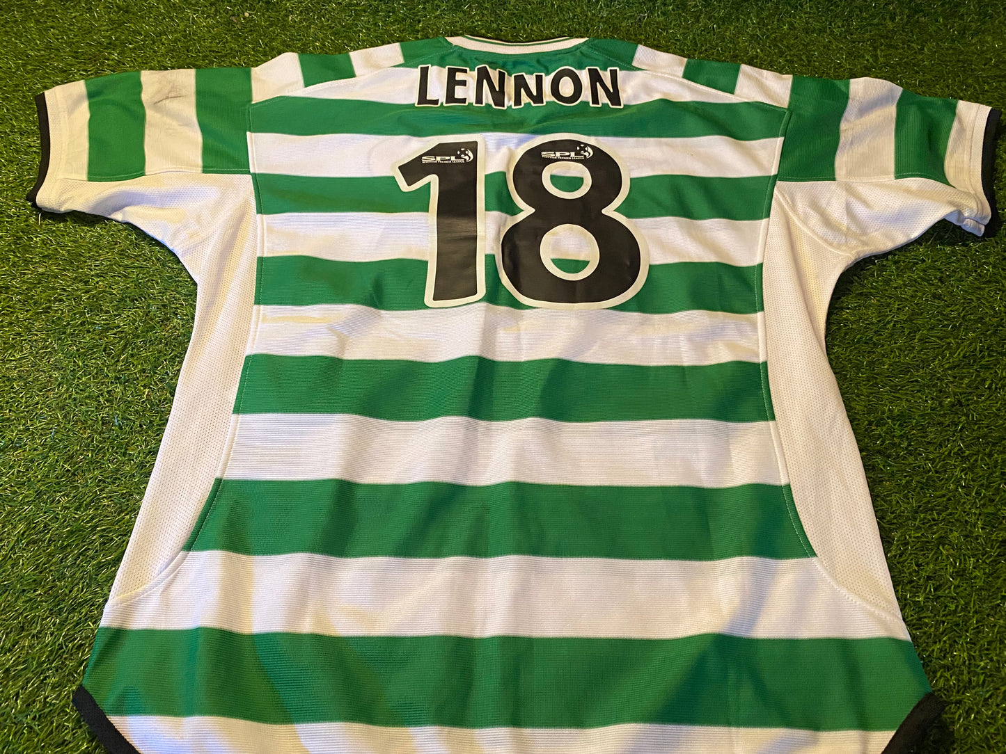 Celtic FC Scotland Soccer Football Large Mans Signed Vintage 2003 Neil Lennon Umbro Jersey