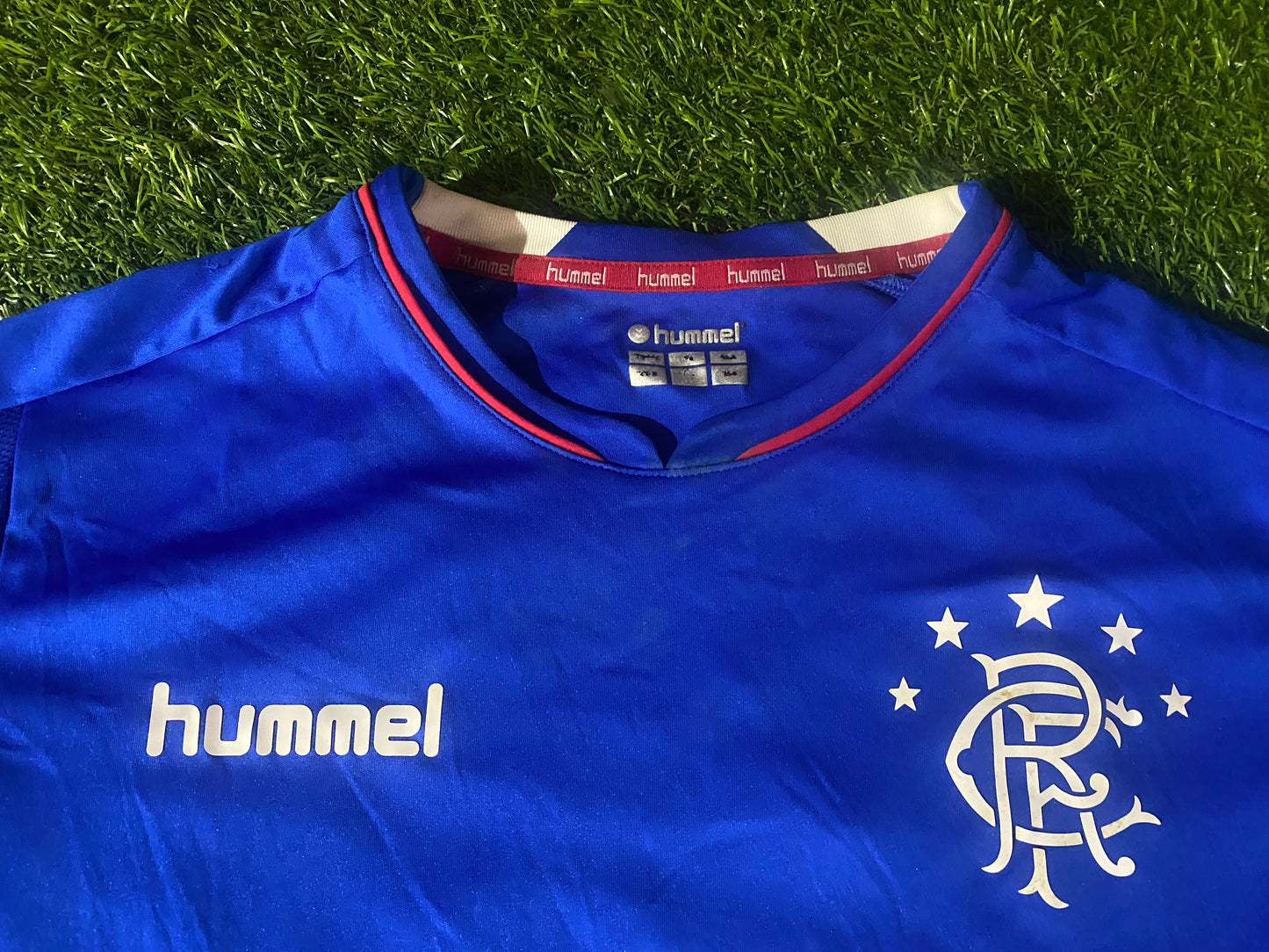 Glasgow Rangers Scotland Soccer Football XL Boys / Youths Hummel Made Home Jersey