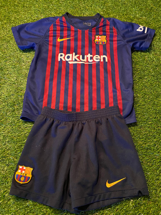 FCB Barcelona Spain Espana Football Kids 3-4 Year Old Nike Made Top & Shorts Set