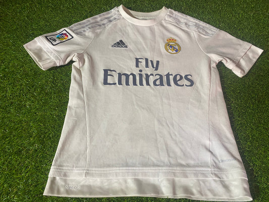 Real Madrid Spain Espana Football Large Boys 10-11 Year Old Adidas Made Home Jersey