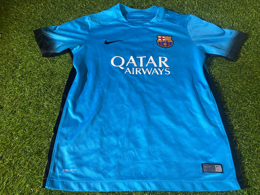 FCB Barcelona Spain Espana Football Large Boys 10-11 Year Old Nike Made Away Jersey