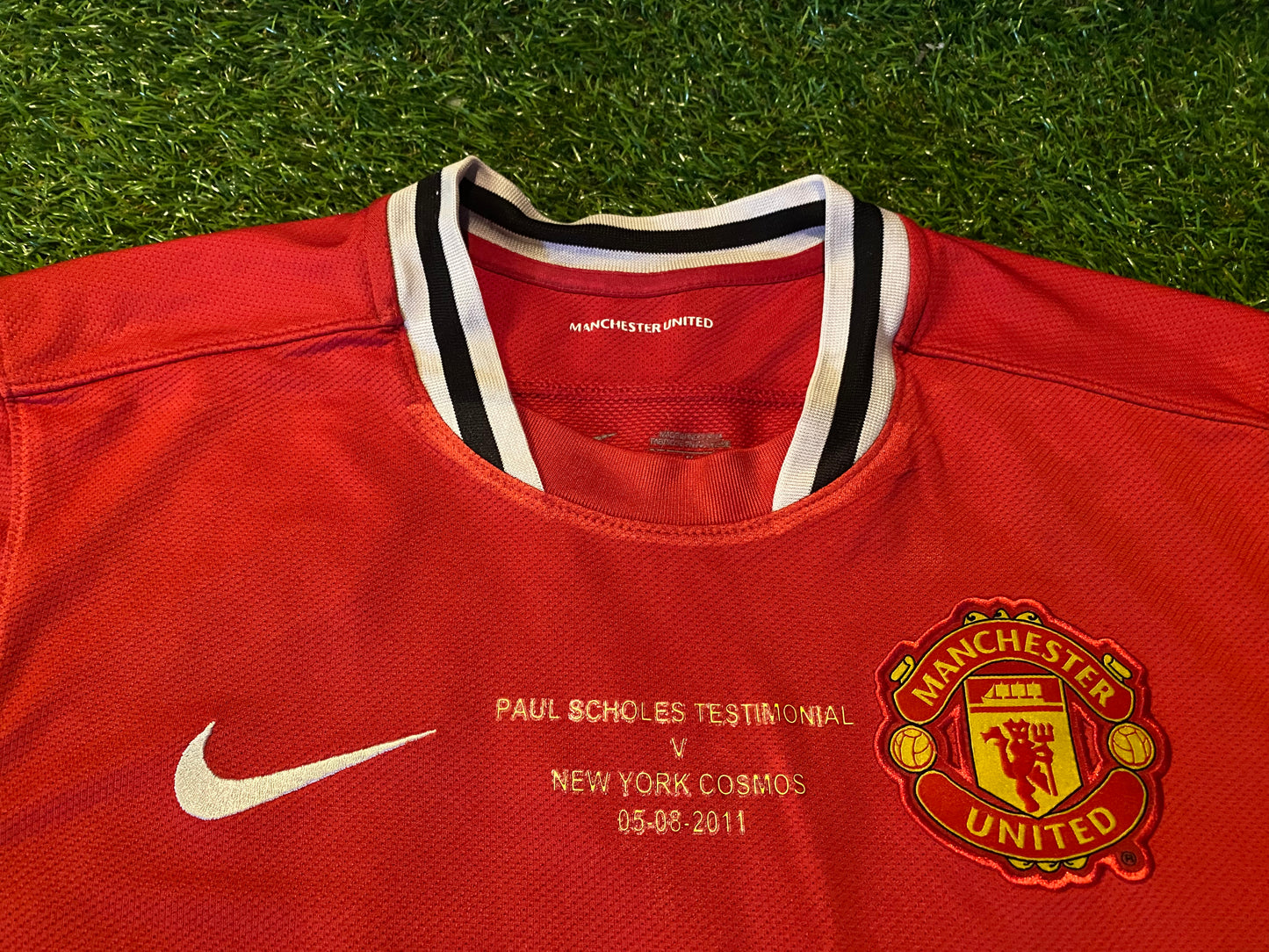 Manchester United v New York Cosmos Soccer Football Medium Mans Scholes no18 Testimonial Jersey