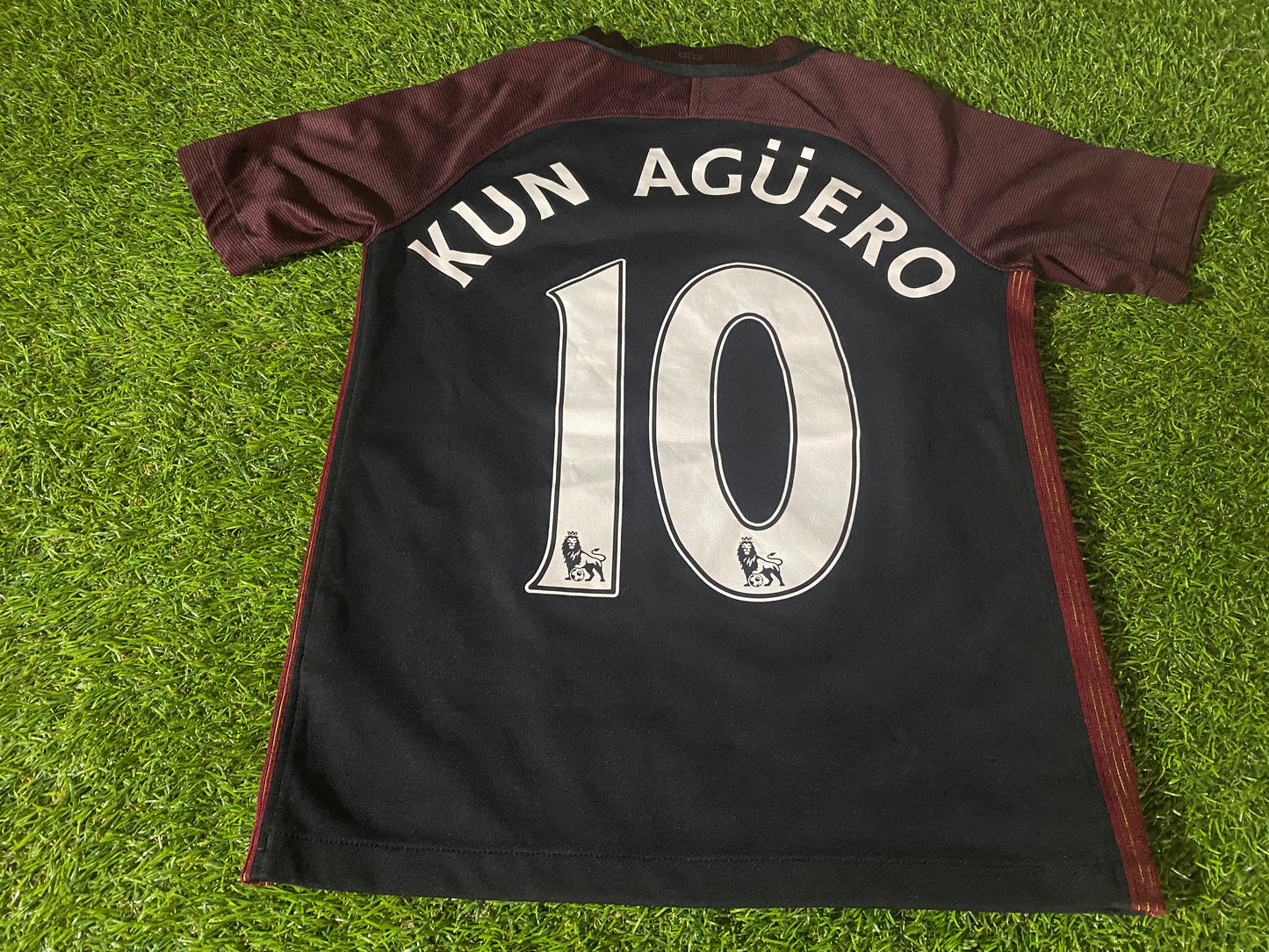 Manchester City England Football Soccer Medium Boys 9-10 Year Old Kun Aguero no10 Jersey