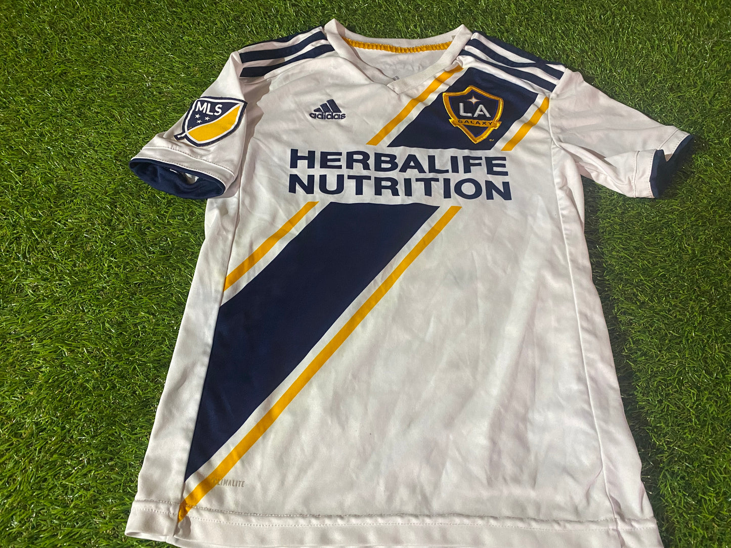 LA Galaxy USA MLS Soccer Football Medium Boys 9-10 Year Old Adidas Made Jersey