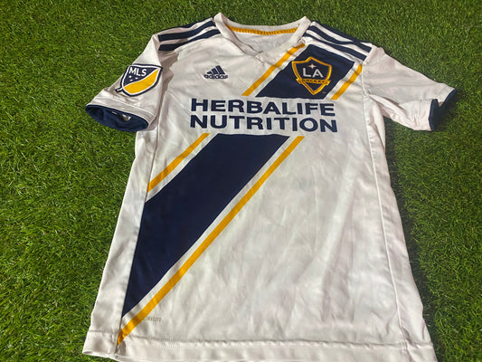 LA Galaxy USA MLS Soccer Football Medium Boys 9-10 Year Old Adidas Made Jersey