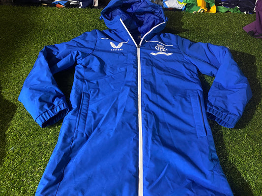 Glasgow Rangers Scotland Soccer Football Small Mans Big Padded Long Winer Zip up Coat
