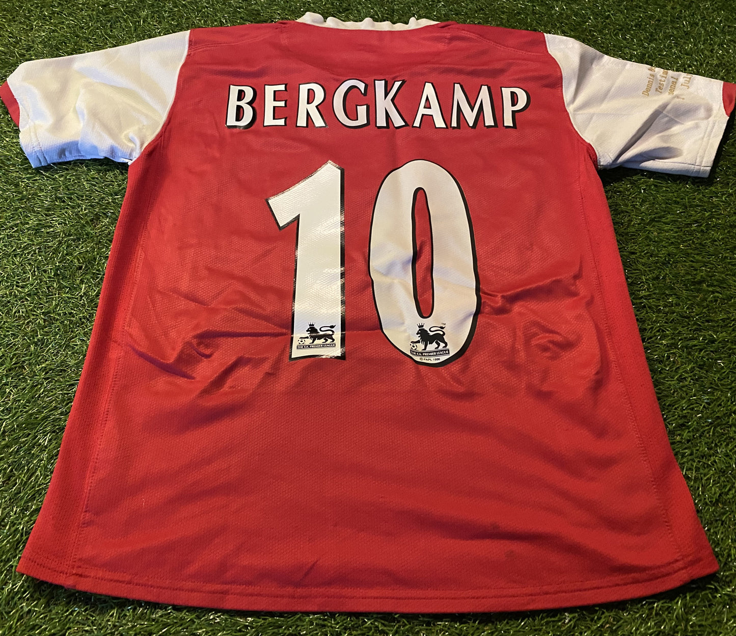 Arsenal v Ajax Soccer Football Youths / XS Mans Bergkamp no10 Testimonial Jersey